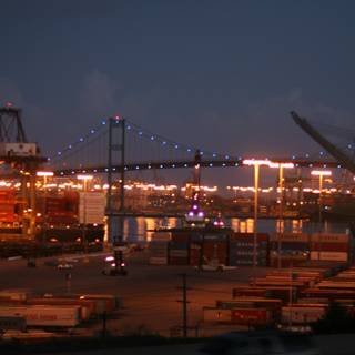 Illuminated Waterfront Bridge