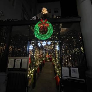 Illuminating the Night: A Festive Wreath in San Francisco