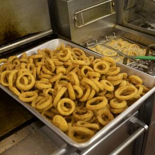 Crispy Onion Rings at a Busy Cafeteria