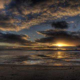 A Flaring Sunset on a Beautiful Beach in Fiji