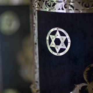 Star of David on Black and Silver Vase
