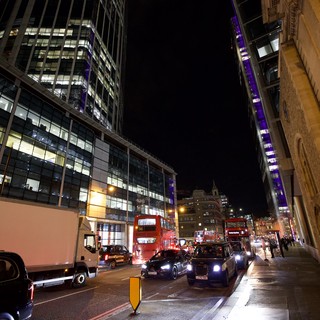 Night Traffic on London's Illuminated Streets