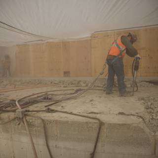 The Man Working on the concrete structure