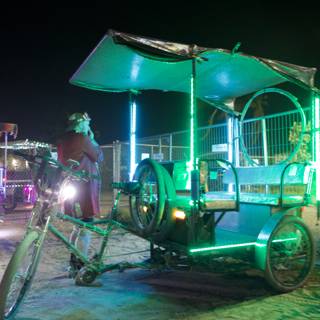 Illuminated Tricycle at Coachella 2024: A Nighttime Adventure