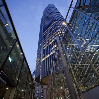 Modern London Skyscraper at Twilight with Glass Architecture