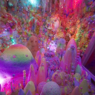 Psychedelic Cave of Colorful Crystal Formations and Glitter