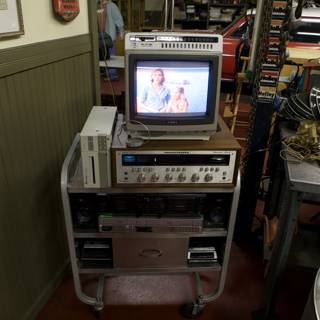 Retro TV Cart in the Garage