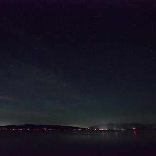 Starry Night Over Lake Tahoe's Distant Shoreline