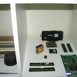 Display of Computer and Electronic Components in Cabinet