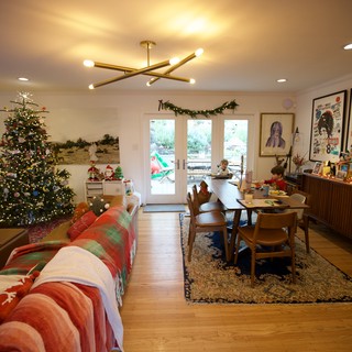 Festive Mid-Century Modern Living Room at Christmas