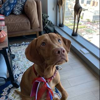 A Vizsla Takes a Seat on the Couch