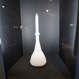 White Rocket Model in Museum Display Case