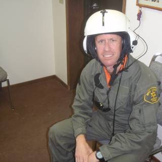 Pilot Jon Montgomery in Helmet