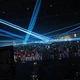Blue Laser Storm Over Wobbleland Festival Crowd