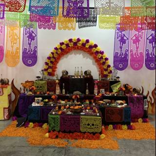 Colorful Altar with Vibrant Decorations