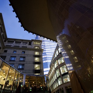 Modern Architecture at Dusk in London's Financial District