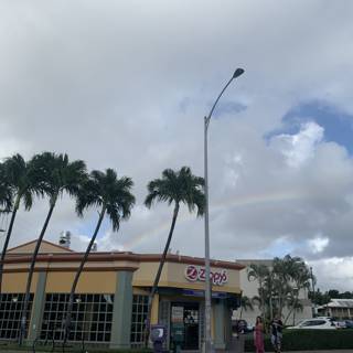 Rainbow over Honolulu office building