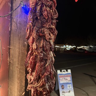 Dried Chile Ristras Hanging at Night in Santa Fe