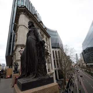 Eliza Cook Statue Overlooking Modern London Street