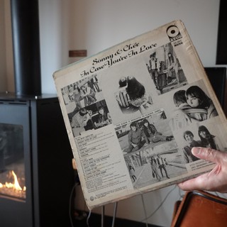 Vintage Sonny & Cher Album by Cozy Fireplace