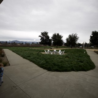 Overcast Evening at Modern Outdoor Gathering Space