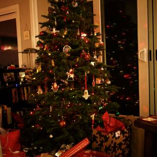 A Festive Living Room with a Christmas Tree