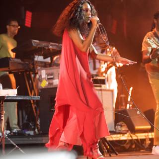 Solange Shines in Red Dress at FYF Bullock Concert