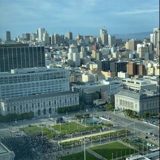 A birds-eye view of San Francisco's downtown skyline