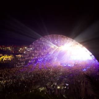 Nighttime Fireworks Concert Crowd