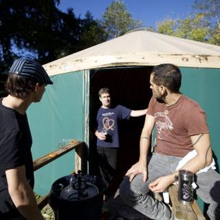 Three Men Camping by the Yurt