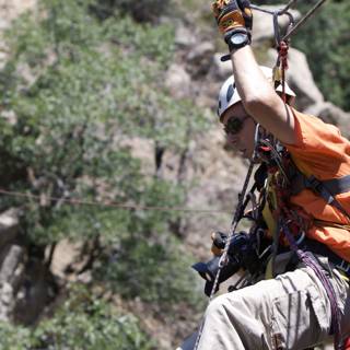 Thrill-Seeker Takes on the Mountain Zip Line