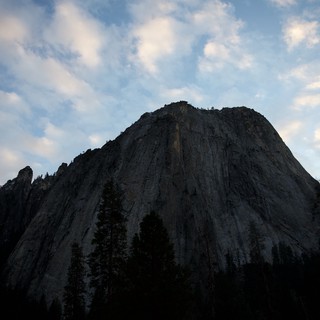 Cathedral Rocks Rising in Yosemite Valley at Dusk