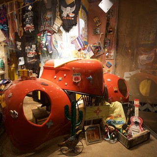 Route 66 Souvenir Shop Display with Vintage Car