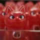 Red Cat Figurine with Mysterious Blue Eye