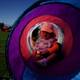 Baby's Day Out: Adventure in a Purple and Blue Tent