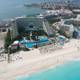 Aerial view of Cancun resort by the sea