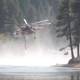 Helicopter Fighting Wildfires Over River