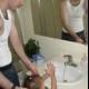 Father and Son Bonding Over Handwashing