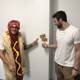 Two Men in Hot Dog Costumes Make a Statement