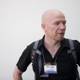 Bald man on the go