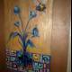 Bee and Flowers on Wooden Wall