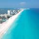 Aerial view of Cancun's stunning coastline